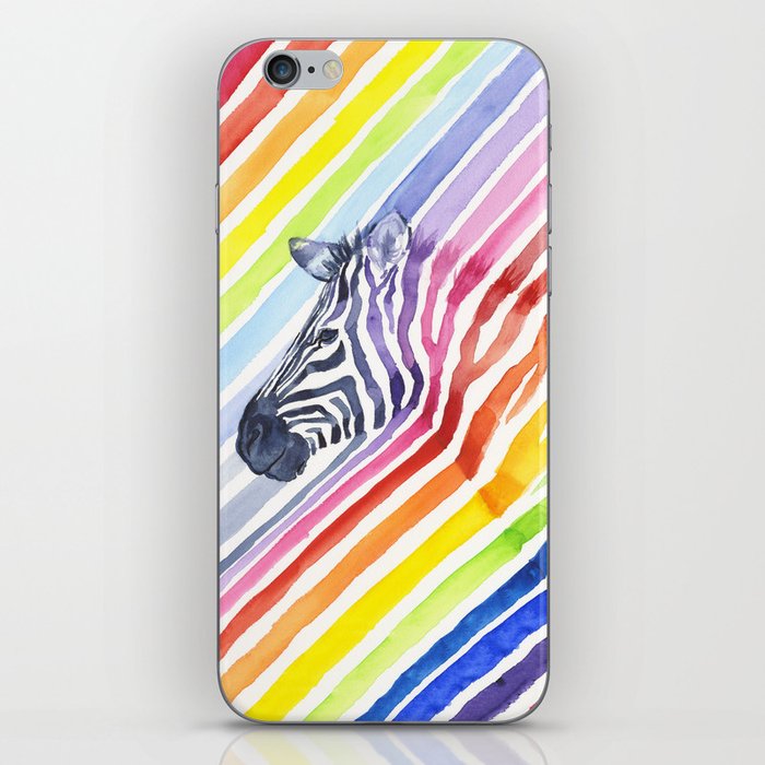 Zebra Rainbow Stripes Colorful Whimsical Animal iPhone Skin
