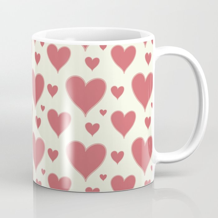 Vintage chic pastel red ivory romantic valentine's hearts Coffee Mug