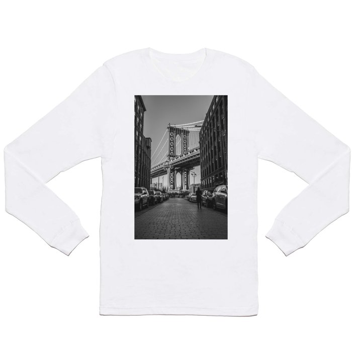 New York City Bridge (Black and White) Long Sleeve T Shirt