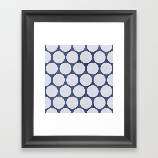 blue and white polka dots Framed Art Print by her art Society6