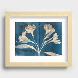 Ariel's Song - Cyanotype on Antique Book Pages Recessed Framed Print