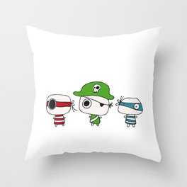 Two Pirates and the Green Pirate Captain Throw Pillow