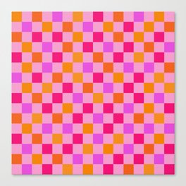 Checkerboard Check Checkered Pattern Magenta Pink Orange Canvas Print