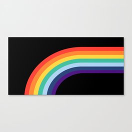 70s Rainbow, vintage stripes colors on black background Canvas Print