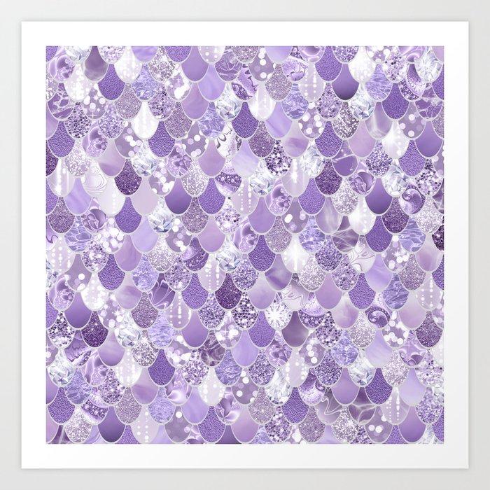 Mermaid Scales, Aesthetic Purple Art Print