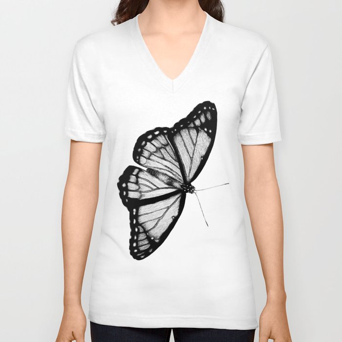 Danaus plexippus - Buttefly pointillism V Neck T Shirt