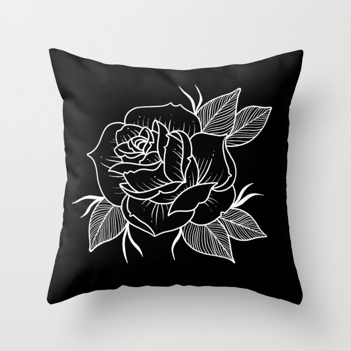 black rose Throw Pillow