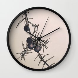 Juniper Wall Clock | Juniper, Kaylynhn, Flower, Ink Pen, Berries, Plant, Art, Drawing, Juniperberries 