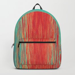 Coral Red Peacock Green Bright Blended Lines Backpack | Abstract, Orange Teal Green, Coral Red Turquoise, Graphicdesign, Texture Stripes, Blended Stripes, Bright Colours, Primtive Stripe, Digital 