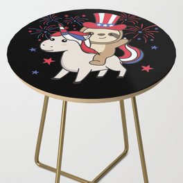 Sloth With Unicorn For Fourth Of July Fireworks Side Table