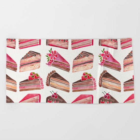 Cake Slices – Pink & Brown Palette Beach Towel