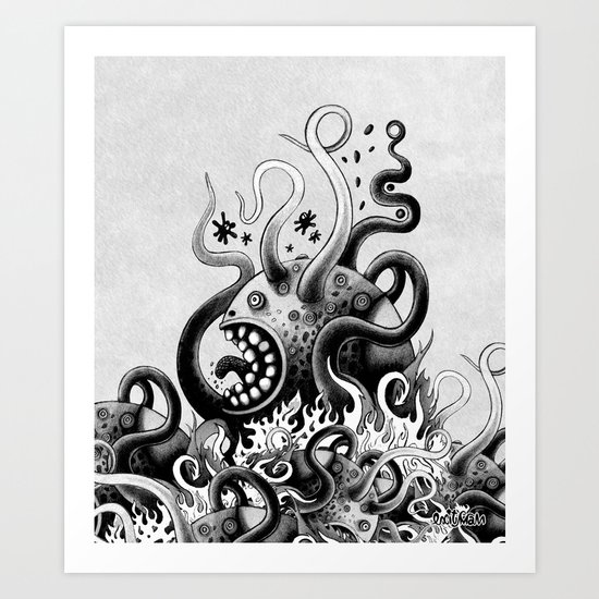 Dark Octoworm Art Print