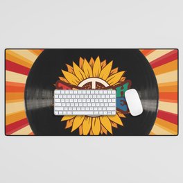 Teach Peace Sunflower Retro Record Desk Mat