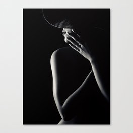 Nude woman with black hat 3 Canvas Print