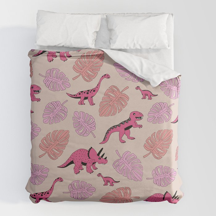 Pink dinosaur store duvet cover