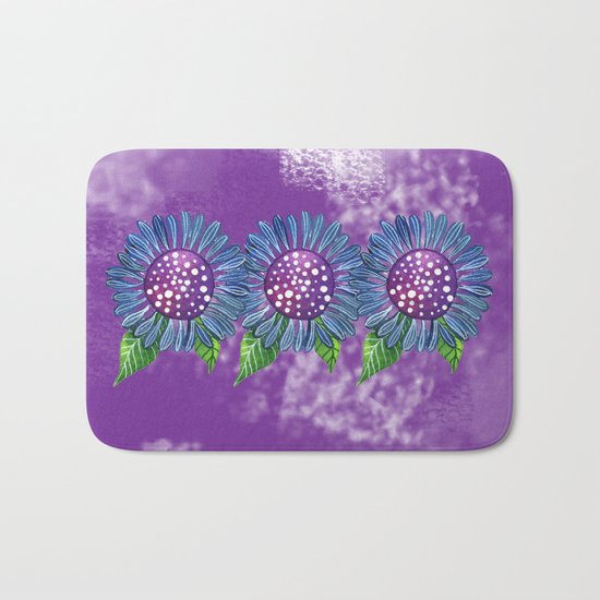 Blue Flower Bath Mat