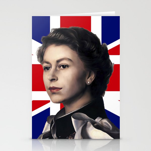 Queen Elizabeth II with British Flag Stationery Cards