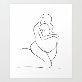 Sexy art for bedroom. Subtle erotic making love drawing. Art Print