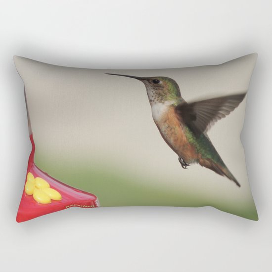 Ms. Hummingbird Checks the Feeder Rectangular Pillow