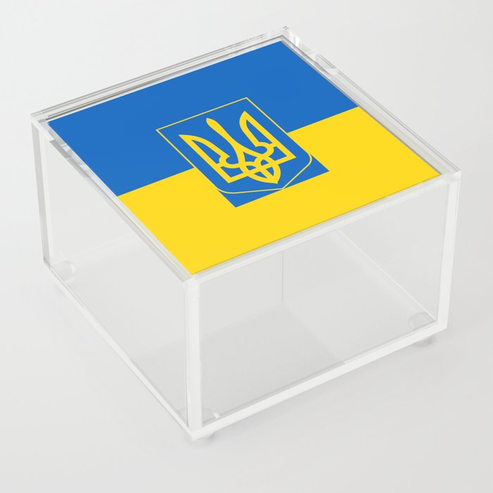 Ukrainian flag of Ukraine with Coat of Arms insert Acrylic Box