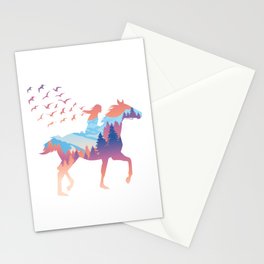 Horse Girl Rider Horses Gallop Ride Stationery Card