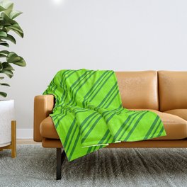 [ Thumbnail: Chartreuse and Forest Green Colored Stripes/Lines Pattern Throw Blanket ]