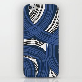 Blue and black wavy stripe pattern iPhone Skin