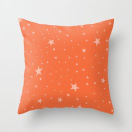 Leo Zodiac White Stars Orange Background Throw Pillow
