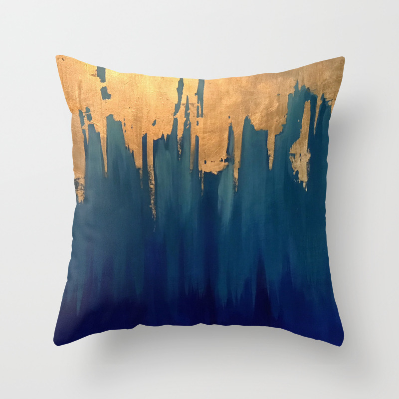 Gold Leaf Blue Abstract Throw Pillow By Tsalaz1 Society6