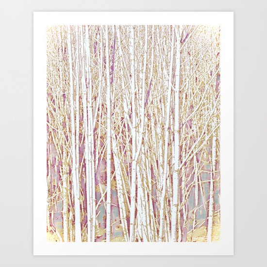 Pastel Paint Birches Art Print