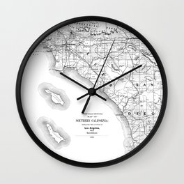 Los Angeles & San Diego Map Wall Clock