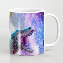 Chicken Riding Dinosaur In Space Coffee Mug