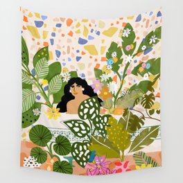 Bathing with Plants Wall Tapestry