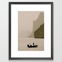 Fishermen, Halong Bay, Vietnam Framed Art Print