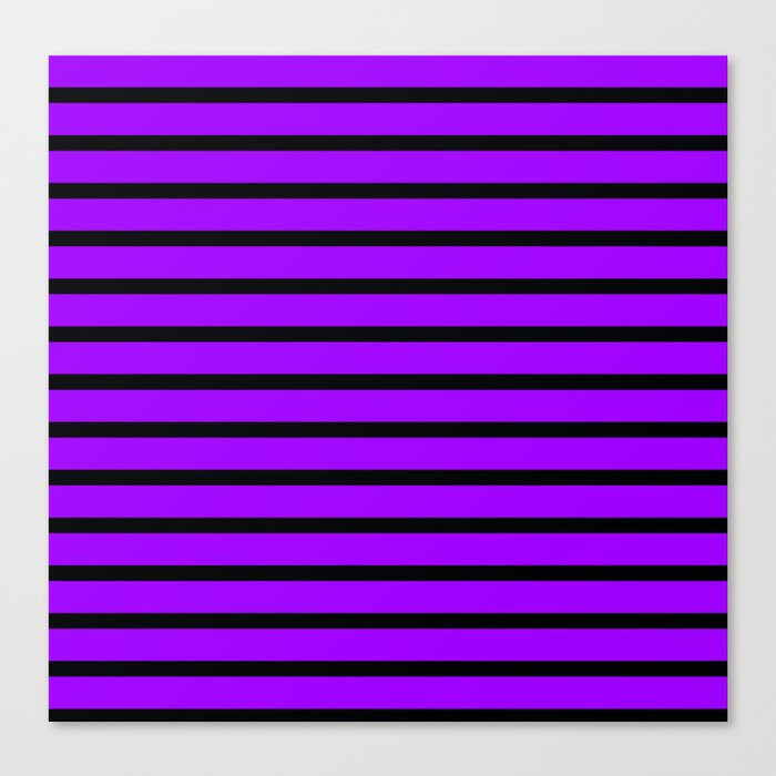 Vivid Violet and Rich Black Stripes Canvas Print