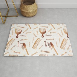 Good Hair Day – Rose Gold Palette Rug | Drawing, Hairstylist, Ink, Hair, Gold, Minimal, Comb, Pattern, Brush, Curated 