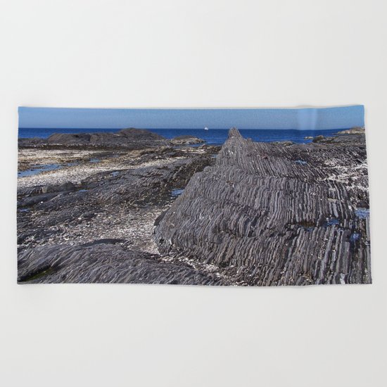 Rock Layers and the Sea Beach Towel