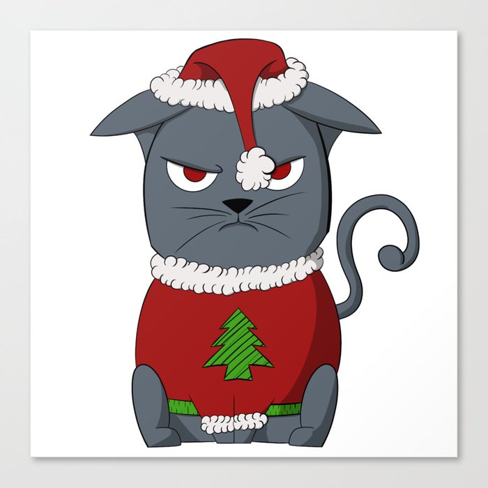 Angry Xmas Kitty Canvas Print