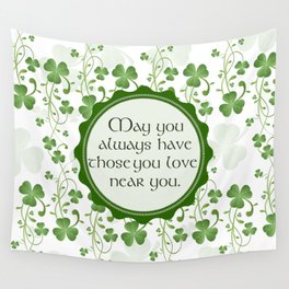 Irish Blessing Shamrock Background Wall Tapestry