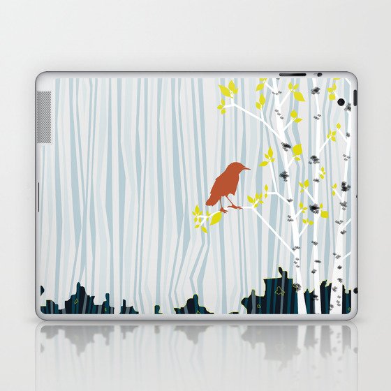 bird in birch Laptop & iPad Skin