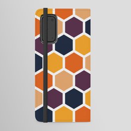 Chocolate, golden rod, dark slate gray, sandy brown hexagon Android Wallet Case