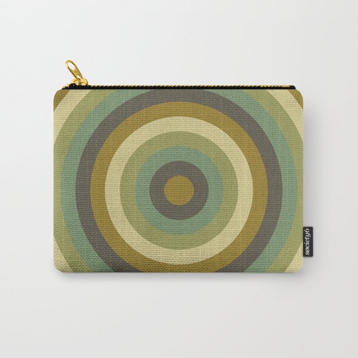 Gray, burly wood, dark olive green, dark khaki, dark golden rod concentric circles Carry-All Pouch