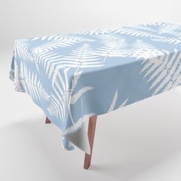 Pale Blue And White Fern Leaf Pattern Tablecloth