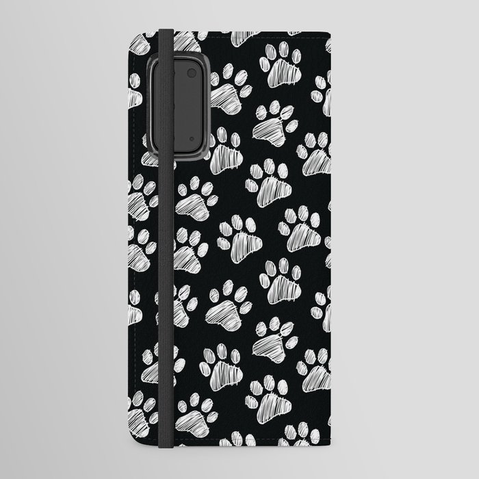 Paws doodle seamless pattern. Digital Illustration Background. Android Wallet Case