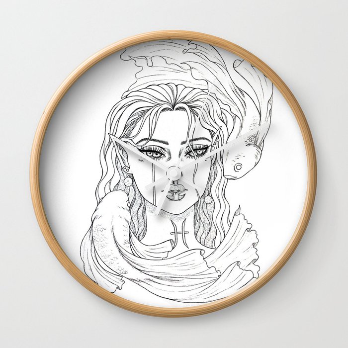 Pisces - Zodiac Girl Drawing Wall Clock