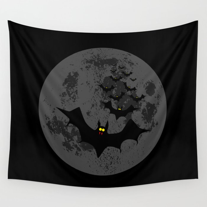 Vampire Bats Against The Dark Moon Wall Tapestry