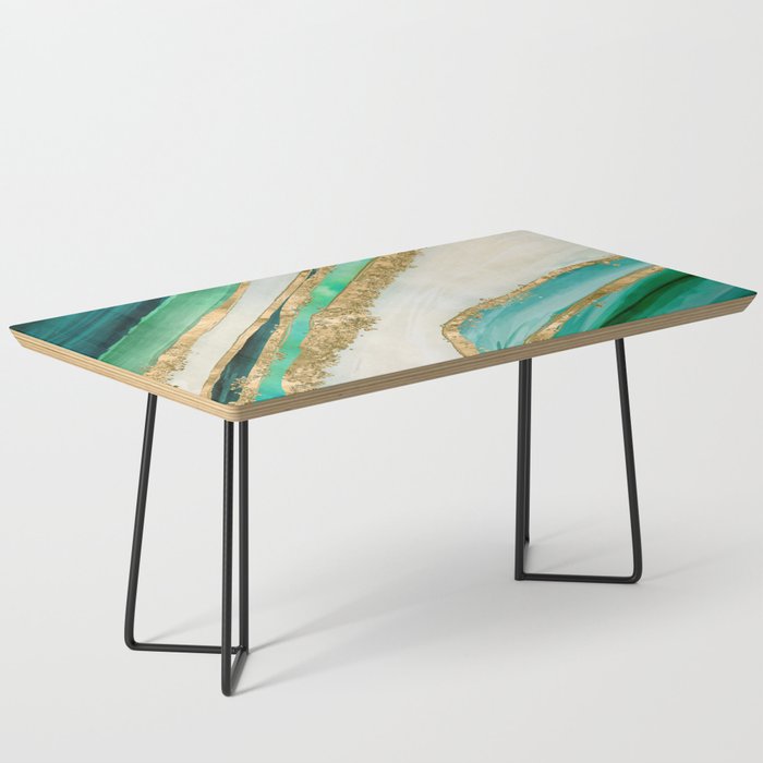 Emerald green watercolor and gold Coffee Table