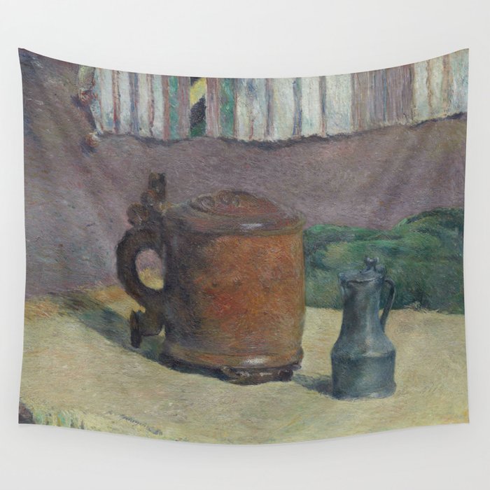 Paul Gauguin - Wood Tankard and Metal Pitcher (1880) Wall Tapestry
