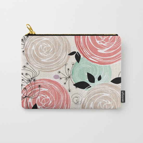 Retro . Abstract floral pattern. f Carry-All Pouch