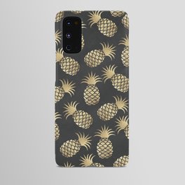 Modern chalk black elegant faux gold pineapple pattern Android Case